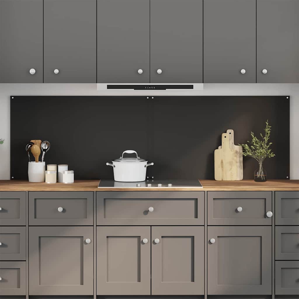 vidaXL Salpicadero de cocina 2 uds. Negro 100 x 60 cm vidrio templado