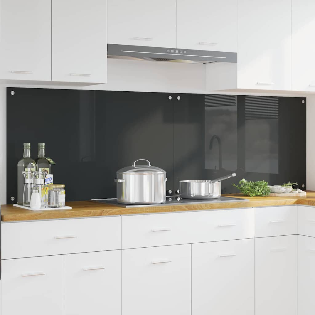 vidaXL Salpicadero de cocina 2 uds. Gris oscuro 100 x 60 cm