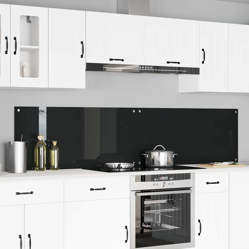 vidaXL Salpicadero de cocina 2 uds. Negro 110 x 50 cm vidrio templado