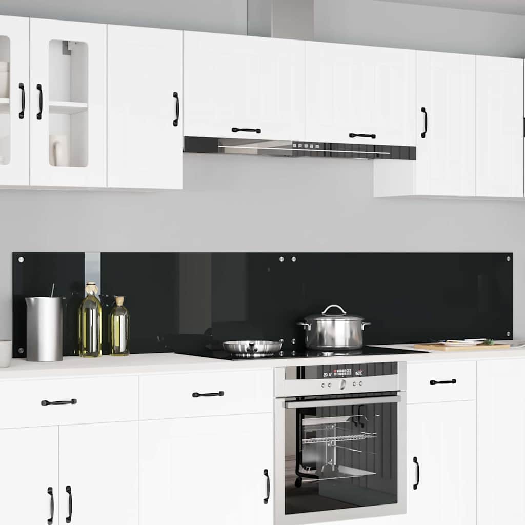 vidaXL Salpicadero de cocina 2 uds. Negro 120 x 40 cm vidrio templado