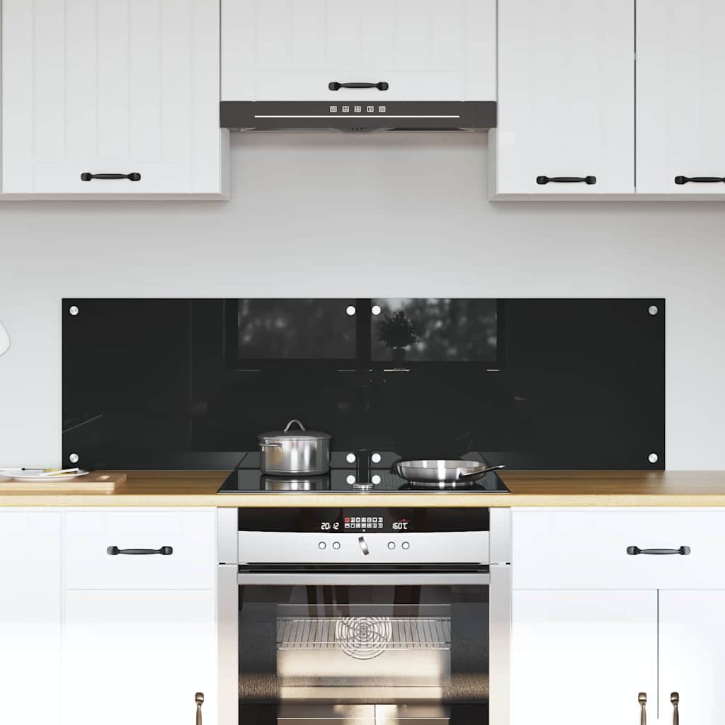 vidaXL Salpicadero de cocina 2 uds. Negro 70 x 40 cm vidrio templado