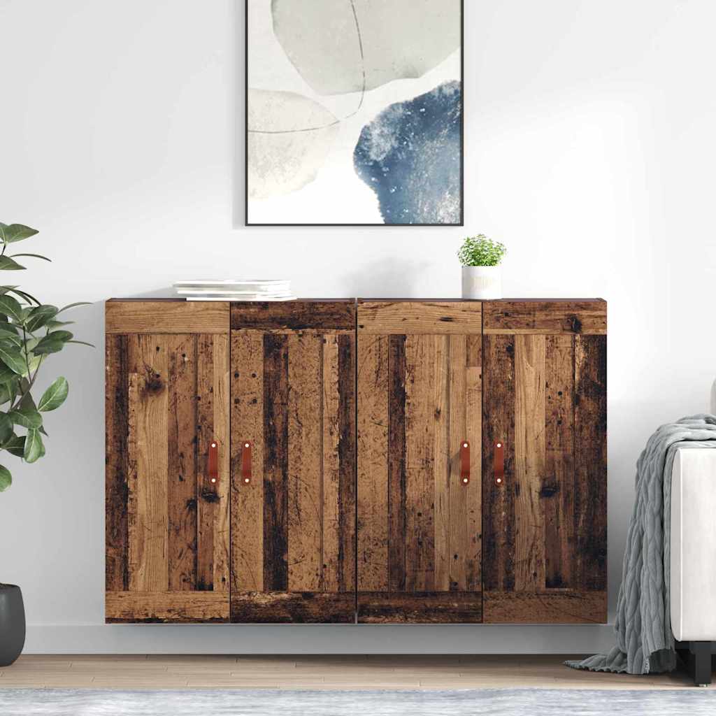 vidaXL Mueble de pared 2 uds. Madera vieja 69,5 x 34 x 90 cm