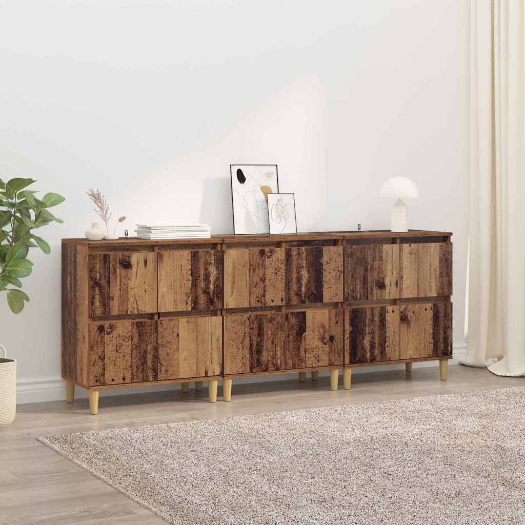 vidaXL Tableros Lateral 3 uds. Madera Vieja 60 x 35 x 70 cm