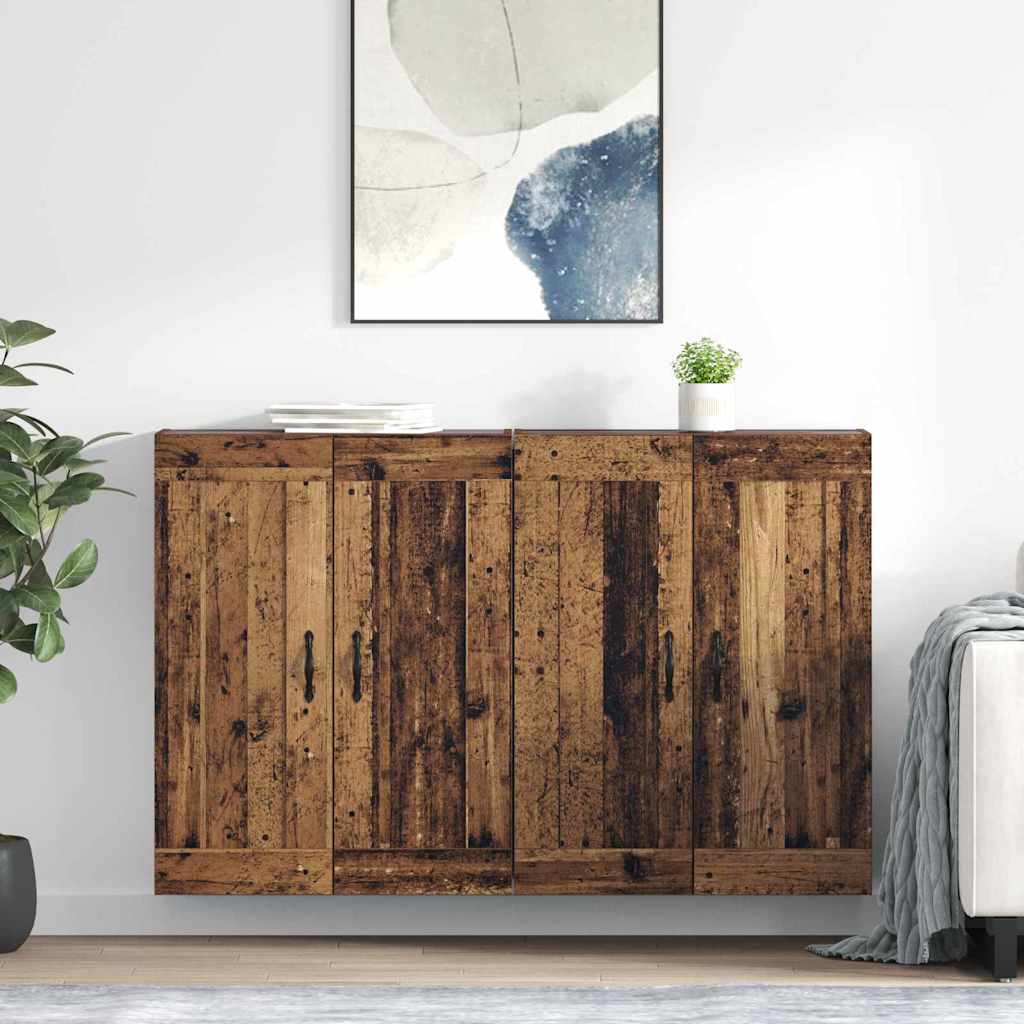 vidaXL Mueble de pared 2 uds. Madera vieja 69,5 x 34 x 90 cm