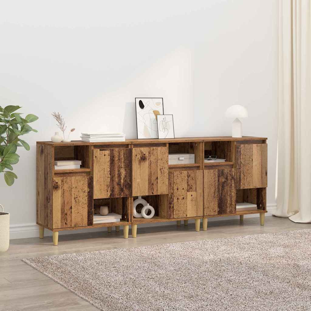 vidaXL Tableros Lateral 3 uds. Madera Vieja 60 x 35 x 70 cm