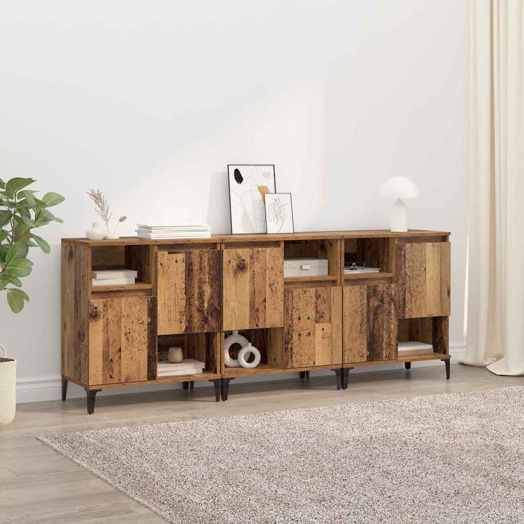vidaXL Tableros Lateral 3 uds. Madera Vieja 60 x 35 x 70 cm