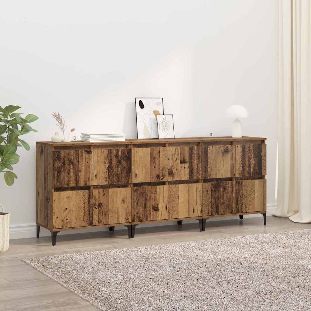 vidaXL Tableros Lateral 3 uds. Madera Vieja 60 x 35 x 70 cm