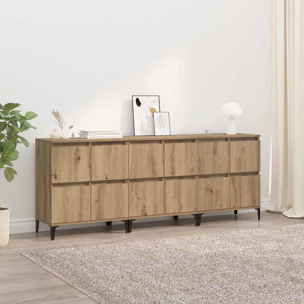 vidaXL Tableros Lateral 3 uds. Roble artisan 60 x 35 x 70 cm