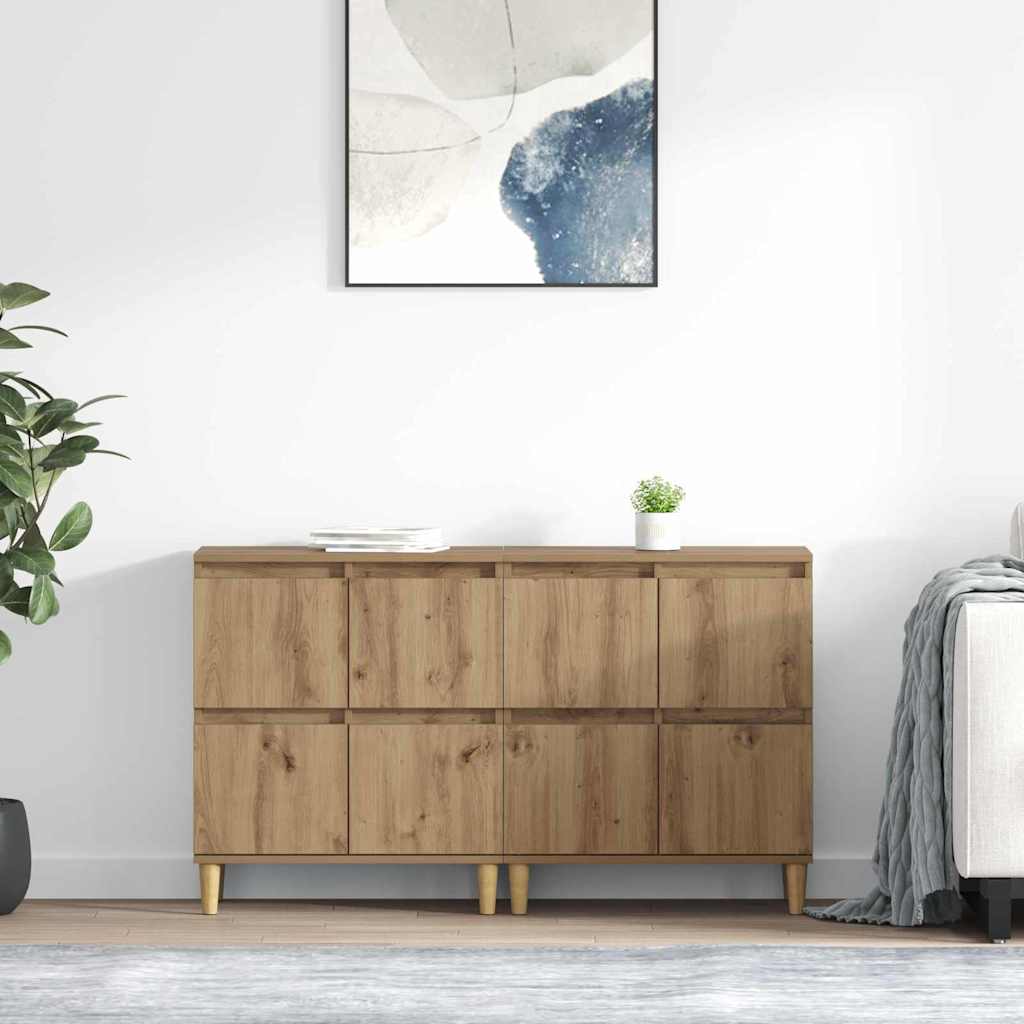 vidaXL Tableros Lateral 2 uds. Roble artisan 60 x 35 x 70 cm