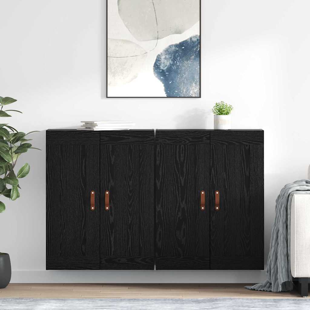 vidaXL Mueble de pared 2 uds. Roble Negro 69,5 x 34 x 90 cm