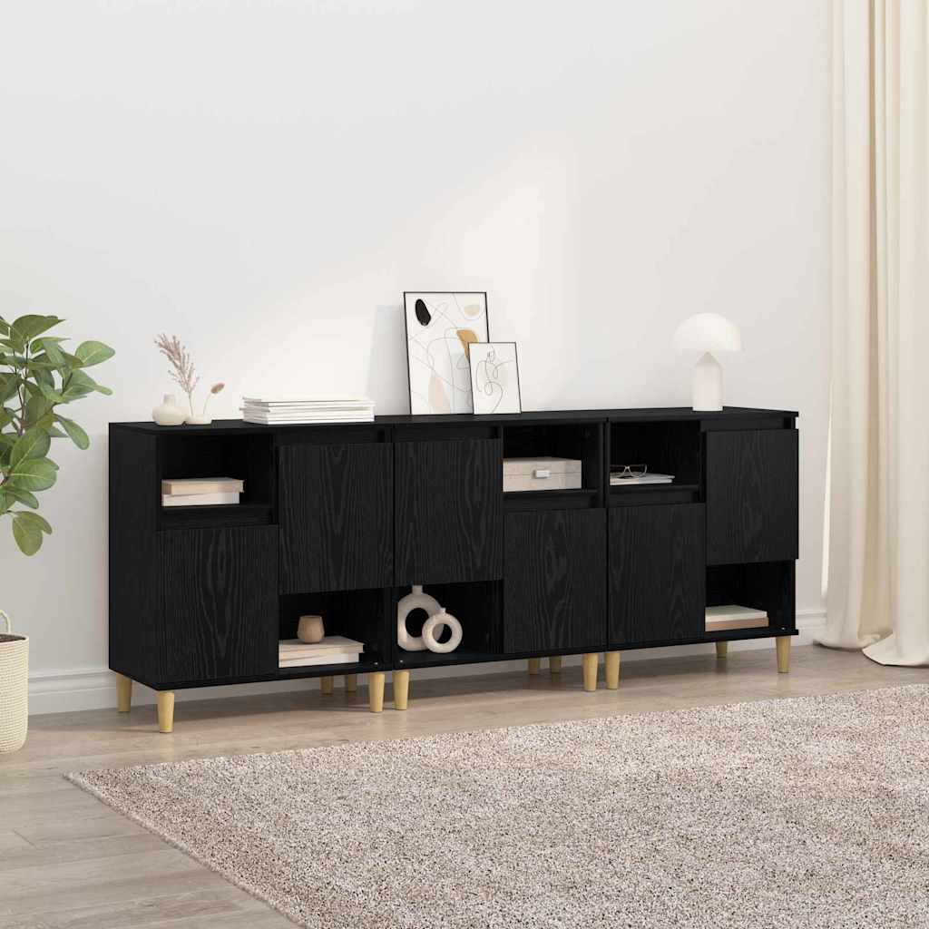 vidaXL Tableros Lateral 3 uds. Roble Negro 60 x 35 x 70 cm