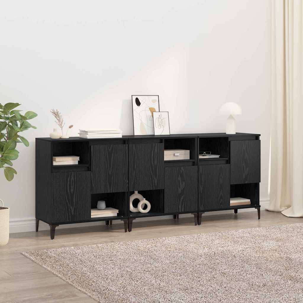 vidaXL Tableros Lateral 3 uds. Roble Negro 60 x 35 x 70 cm