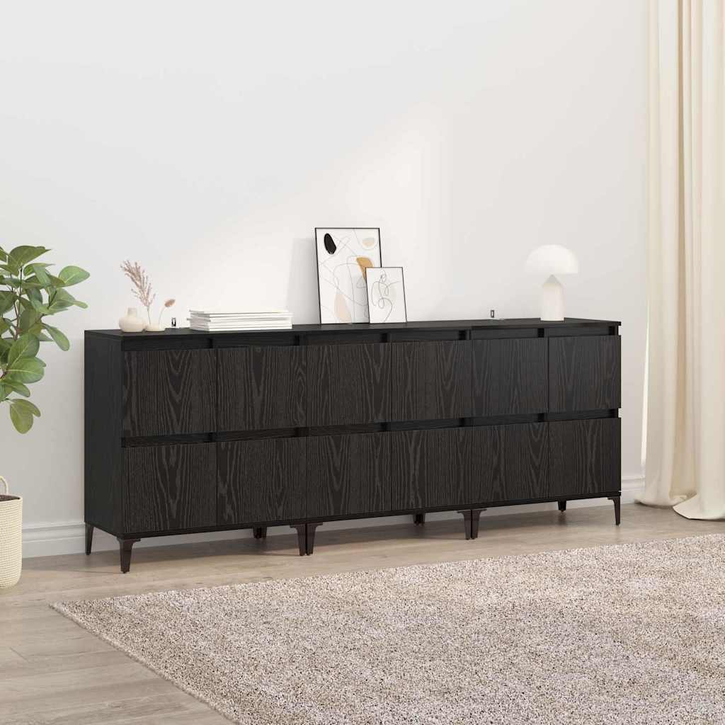vidaXL Tableros Lateral 3 uds. Roble Negro 60 x 35 x 70 cm
