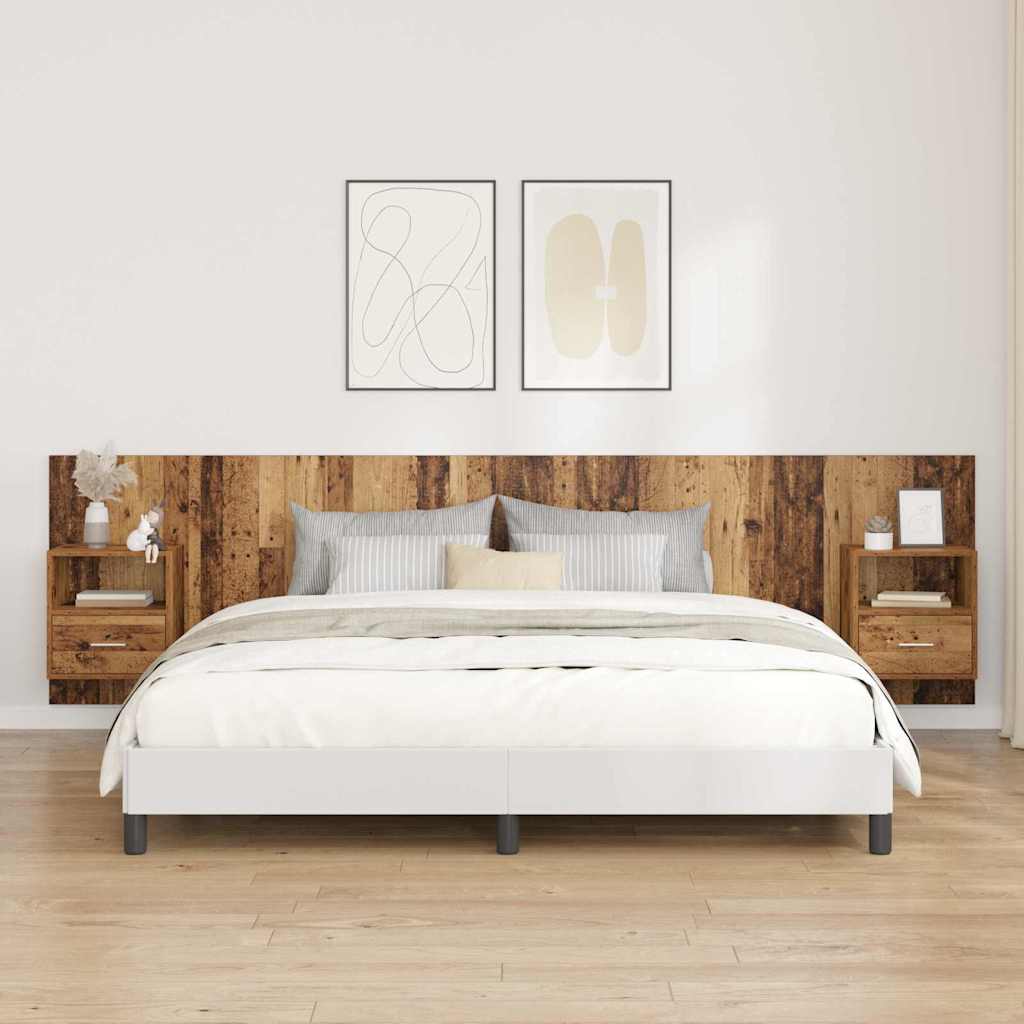 vidaXL Cabecero con Mueble 3 uds. Madera envejecida