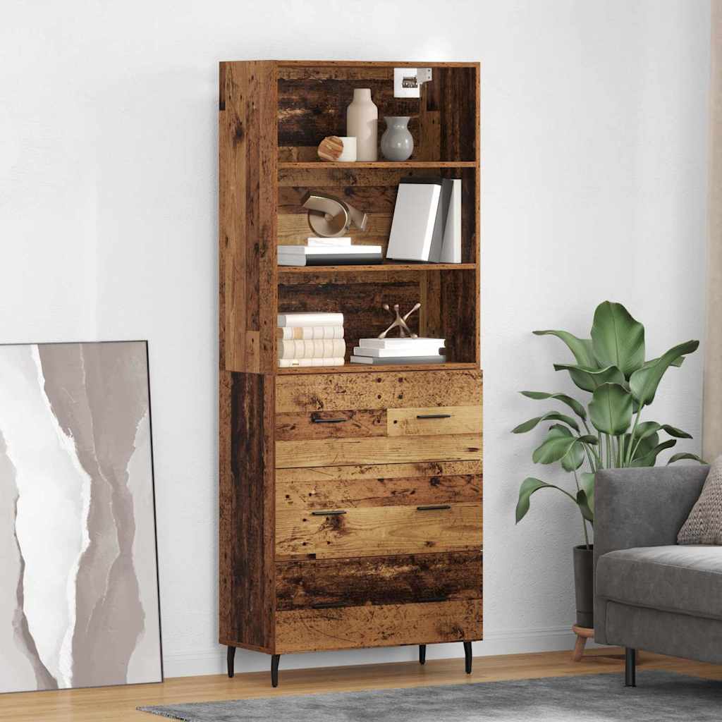 vidaXL Aparador alto 2 uds. Madera envejecida 69,5 x 32,5 x 180 cm