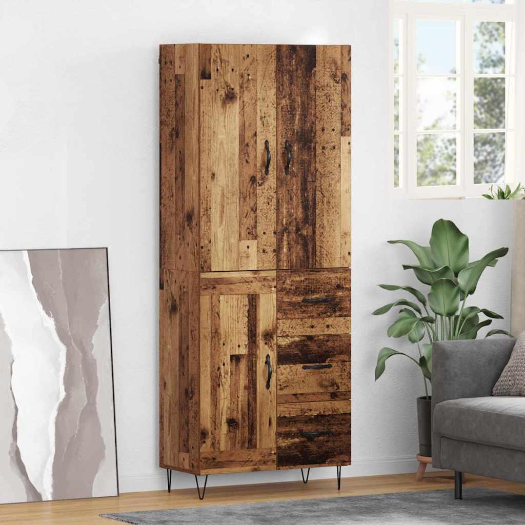 vidaXL Aparador alto 2 uds. Madera vieja 69,5 x 34 x 180 cm