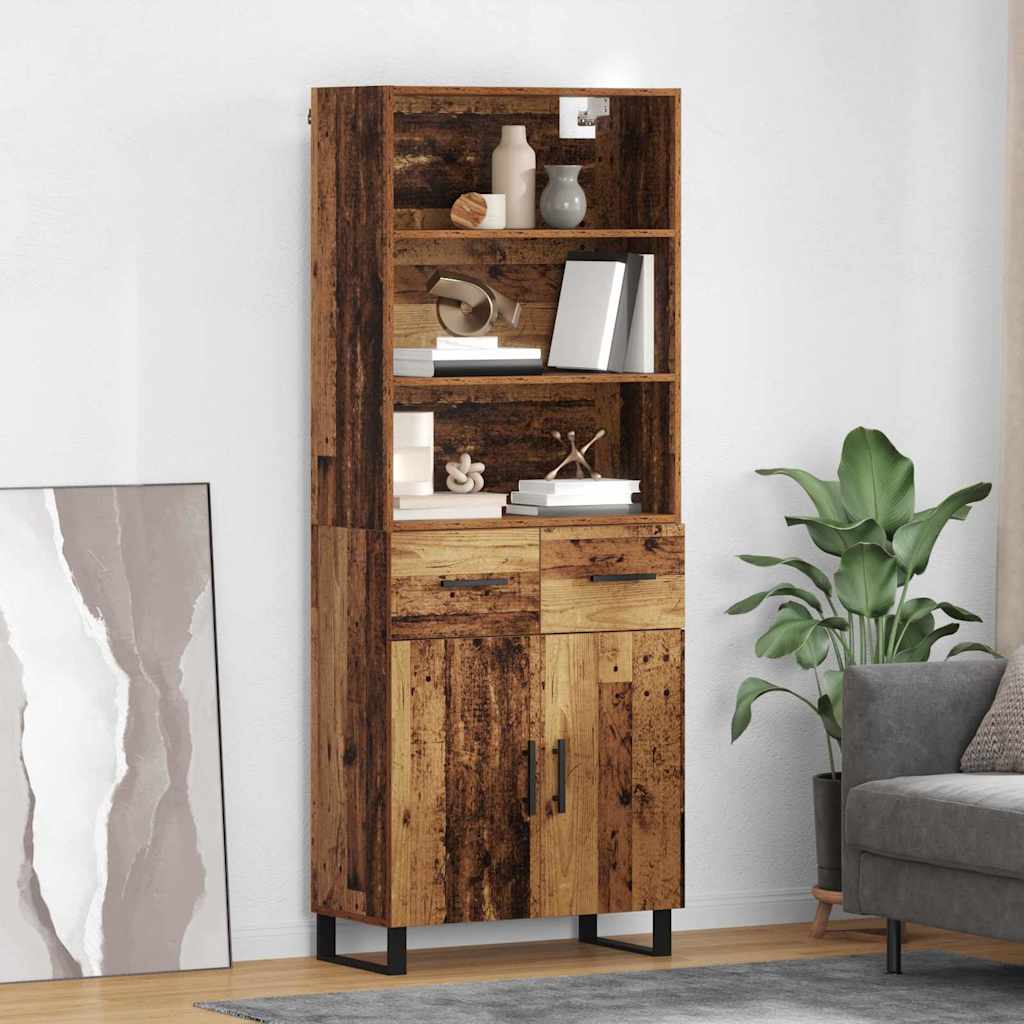 vidaXL Aparador alto 2 uds. Madera vieja 69,5 x 34 x 180 cm