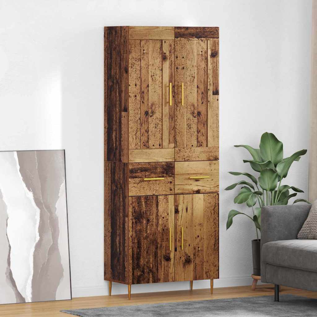 vidaXL Aparador alto Madera envejecida 69,5 x 34 x 180 cm