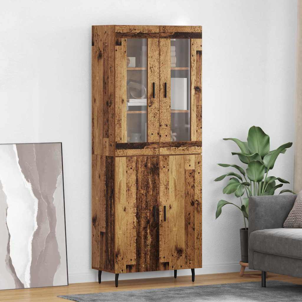 vidaXL Aparador alto 2 uds. Madera envejecida 69,5 x 34 x 180 cm