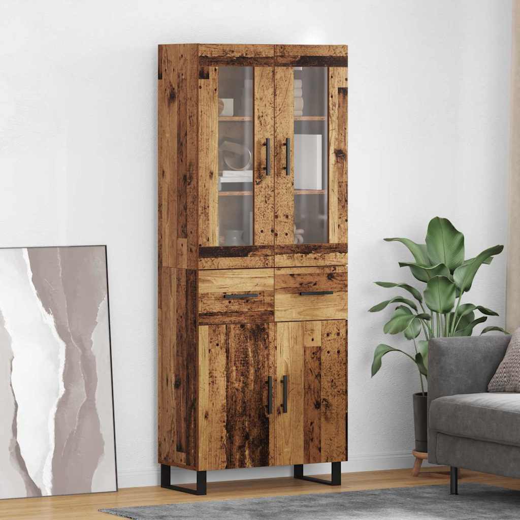 vidaXL Aparador alto 2 uds. Madera envejecida 69,5 x 34 x 180 cm