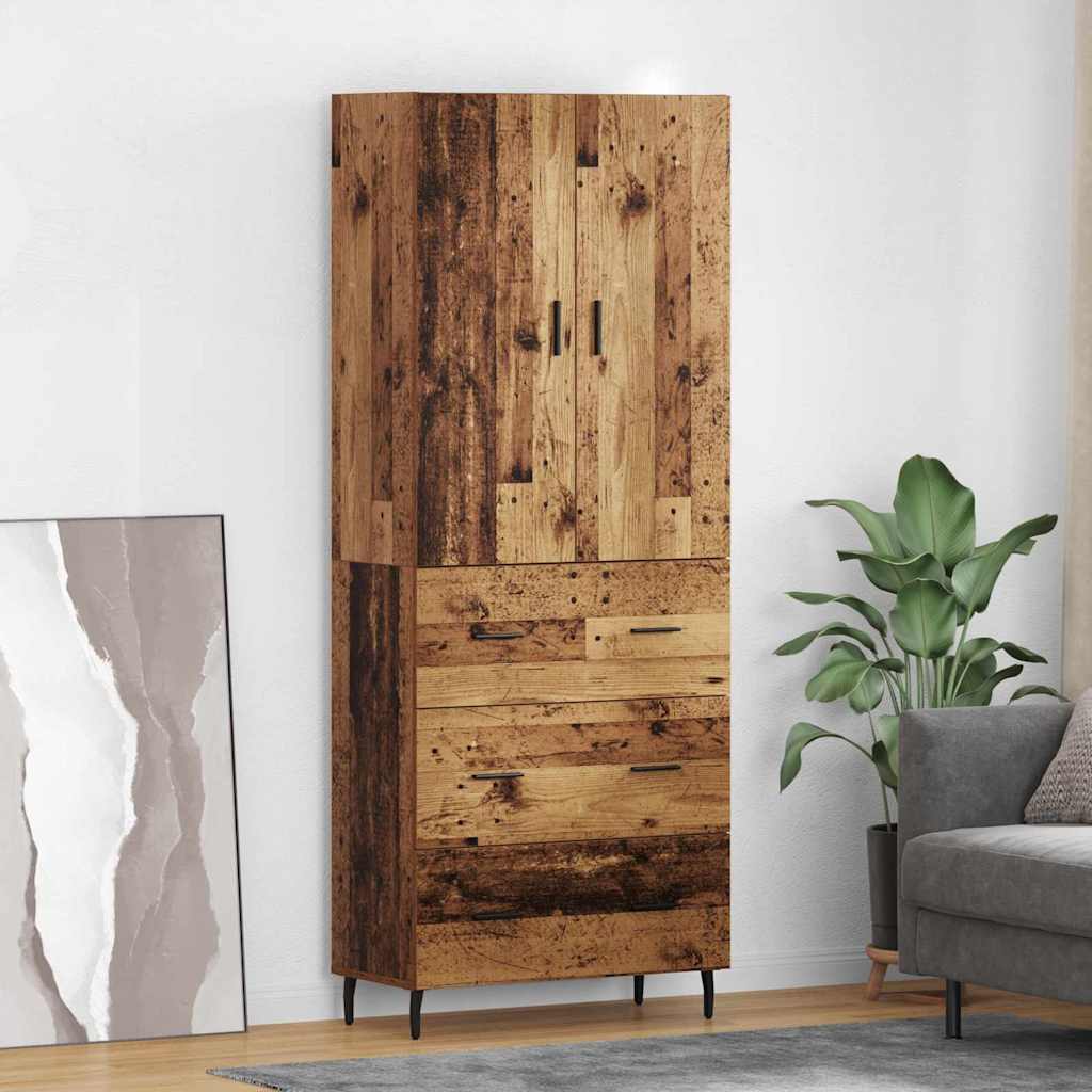 vidaXL Aparador alto 2 uds. Madera envejecida 69,5 x 34 x 180 cm