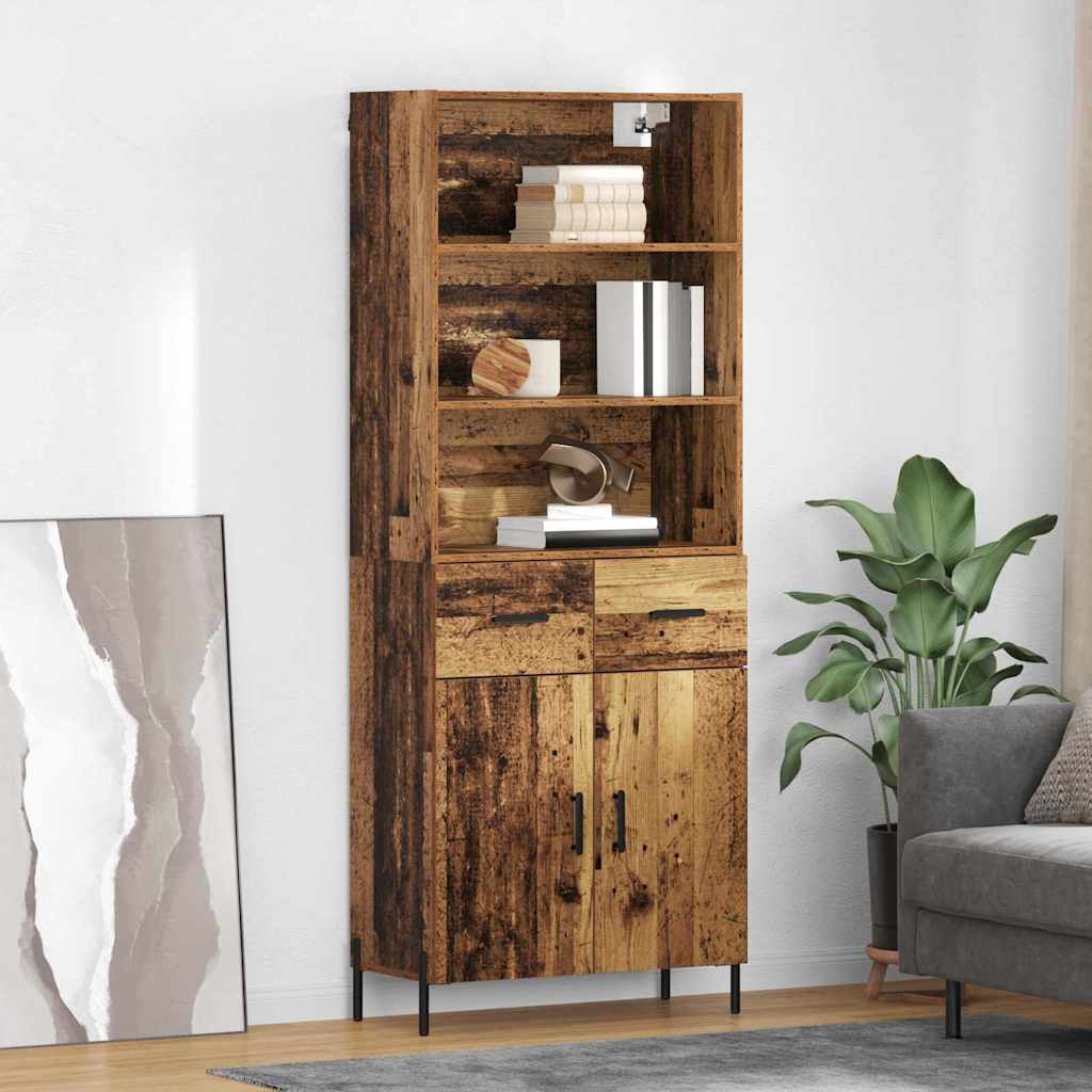 vidaXL Aparador alto Madera envejecida 69,5 x 32,5 x 180 cm