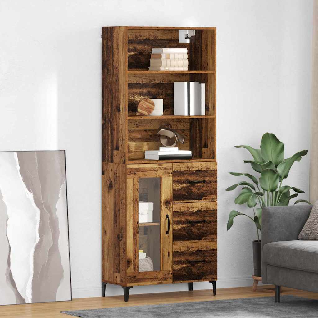 vidaXL Aparador alto Madera envejecida 69,5 x 34 x 180 cm