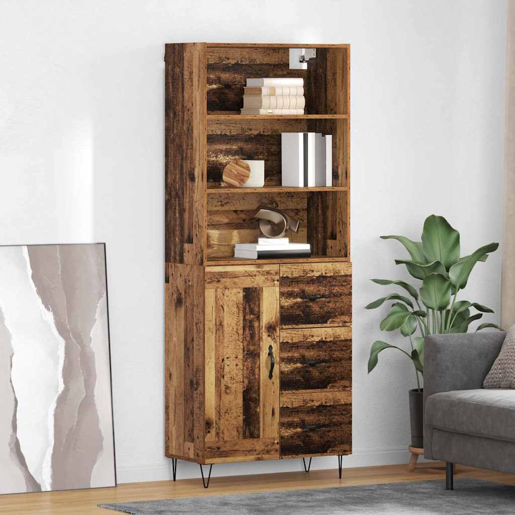 vidaXL Aparador alto 2 uds. Madera vieja 69,5 x 34 x 180 cm