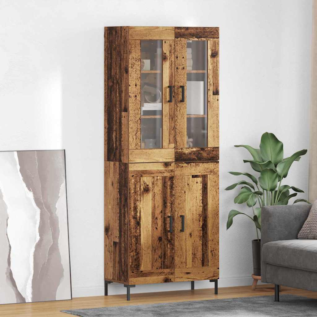 vidaXL Aparador alto 2 uds. Madera vieja 69,5 x 34 x 180 cm