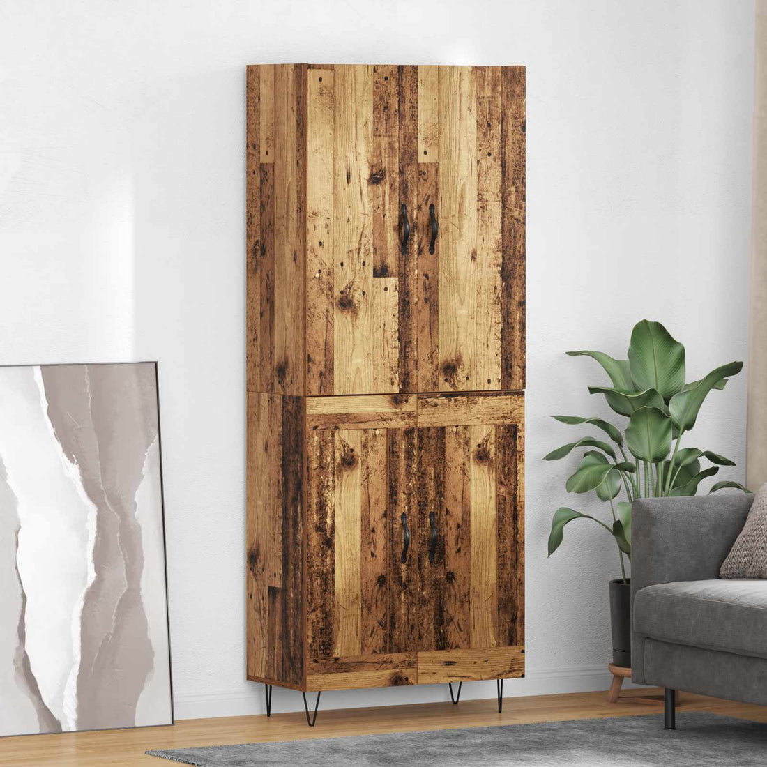 vidaXL Aparador alto 2 uds. Madera vieja 69,5 x 34 x 180 cm