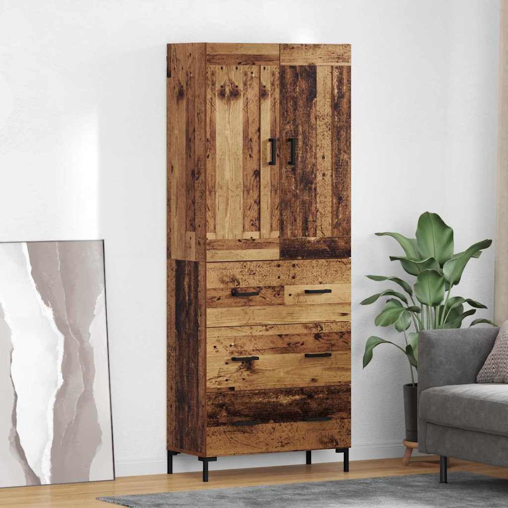 vidaXL Aparador alto 2 uds. Madera envejecida 69,5 x 34 x 180 cm