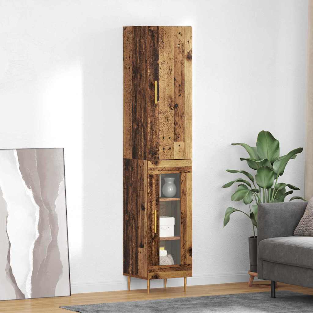 vidaXL Aparador alto 2 uds. Madera envejecida 34,5 x 34 x 180 cm