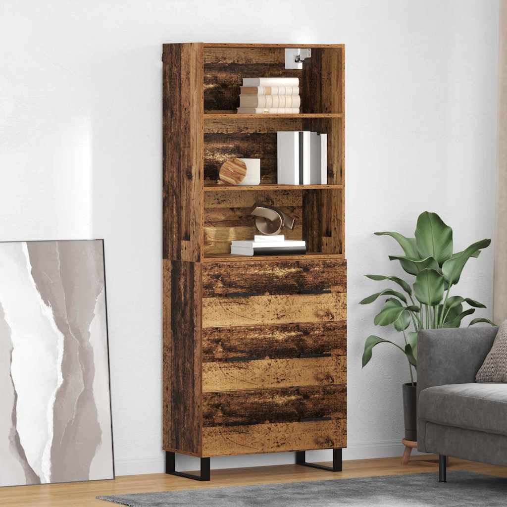 vidaXL Aparador alto 2 uds. Madera vieja 69,5 x 34 x 180 cm