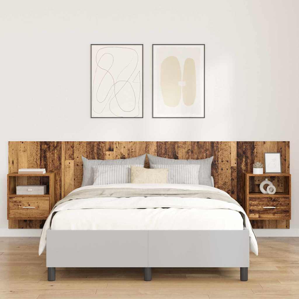 vidaXL Cabecero con Mueble 3 uds. Madera envejecida