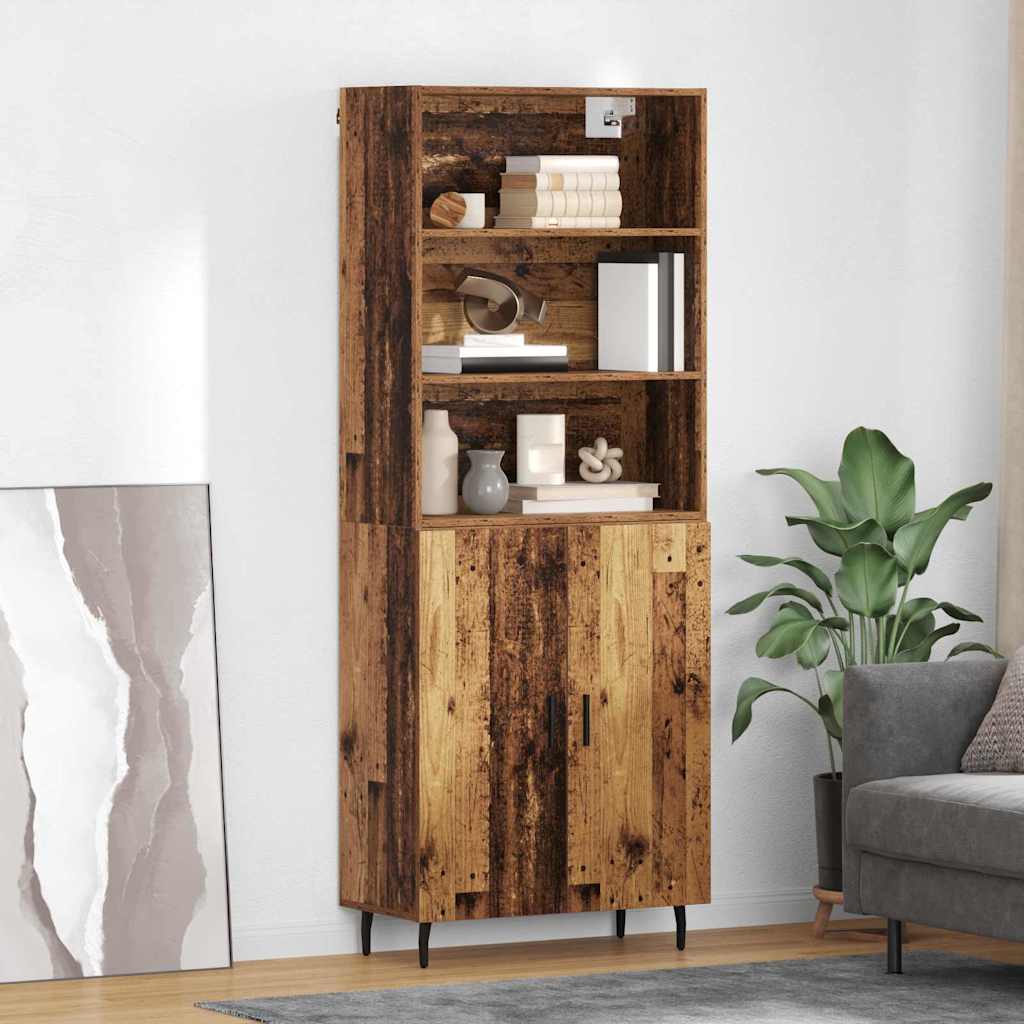 vidaXL Aparador alto 2 uds. Madera envejecida 69,5 x 32,5 x 180 cm