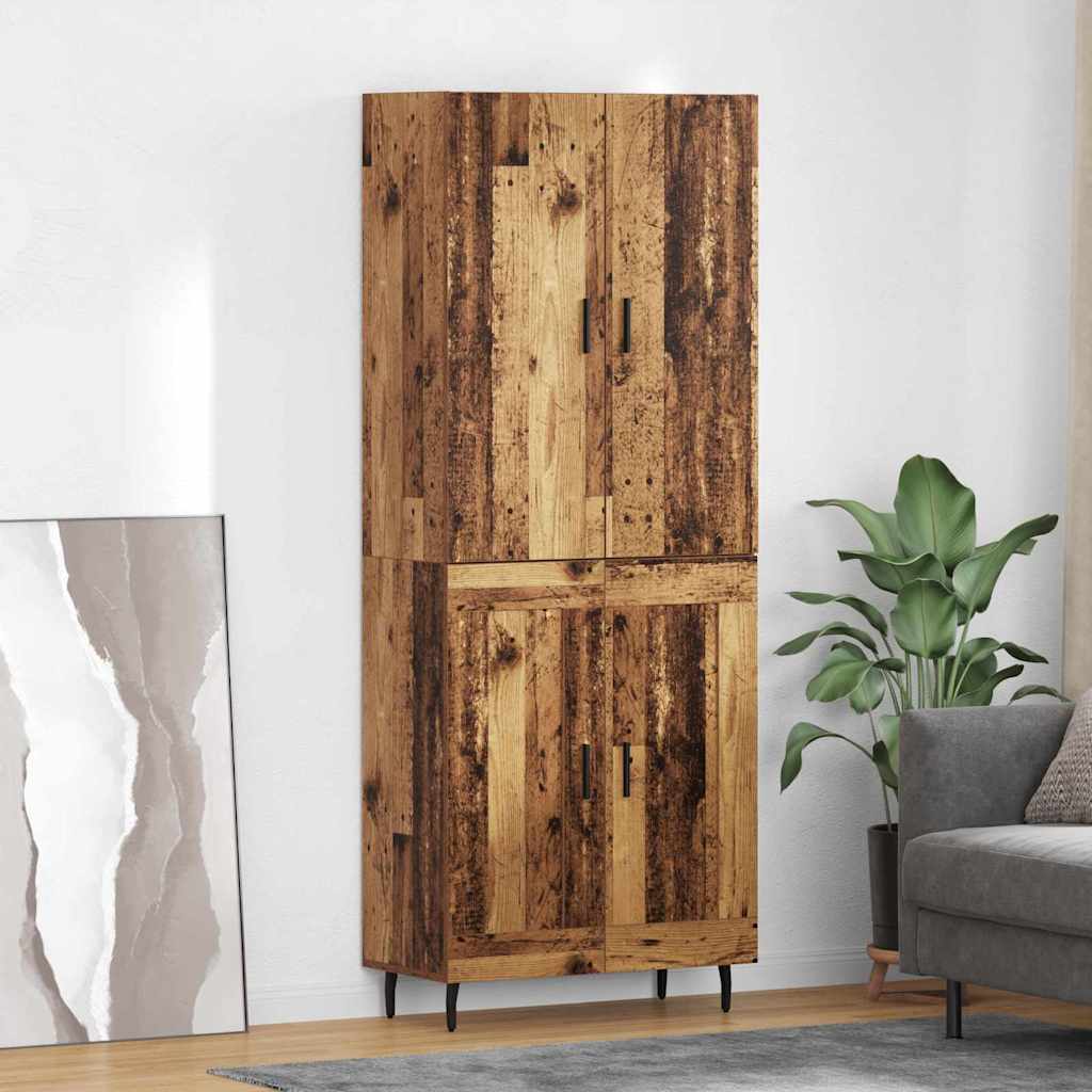 vidaXL Aparador alto 2 uds. Madera envejecida 69,5 x 34 x 180 cm