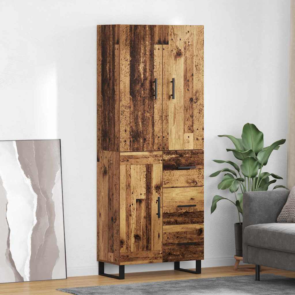 vidaXL Aparador alto 2 uds. Madera envejecida 69,5 x 34 x 180 cm