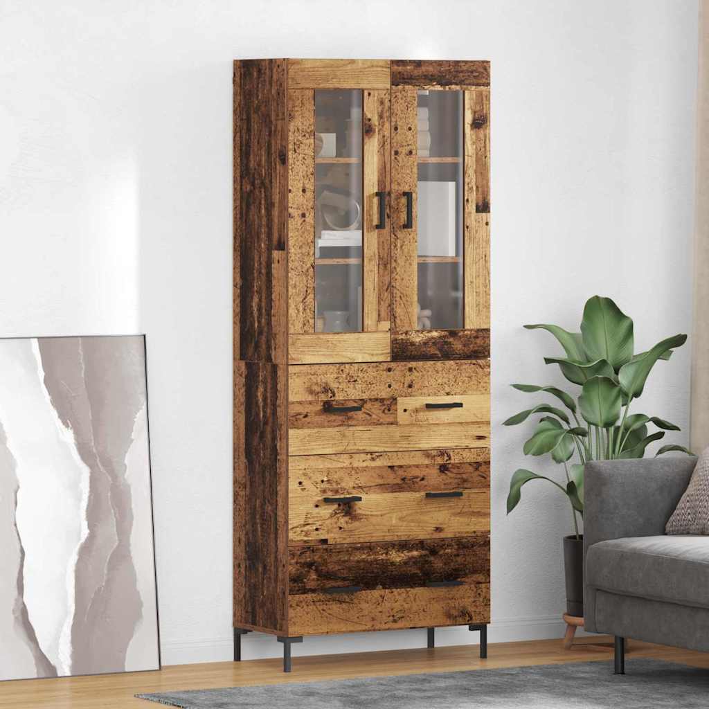 vidaXL Aparador alto 2 uds. Madera vieja 69,5 x 34 x 180 cm