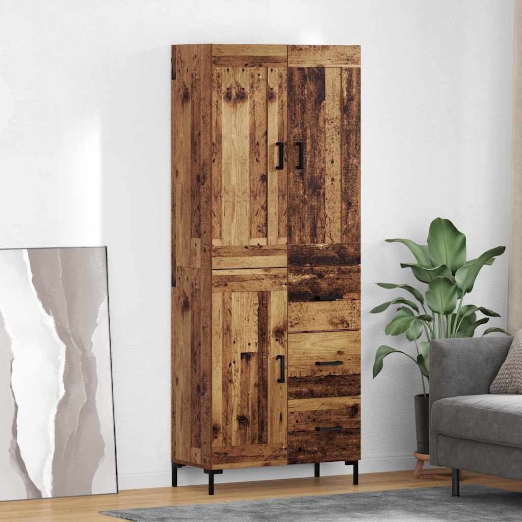 vidaXL Aparador alto 2 uds. Madera envejecida 69,5 x 34 x 180 cm