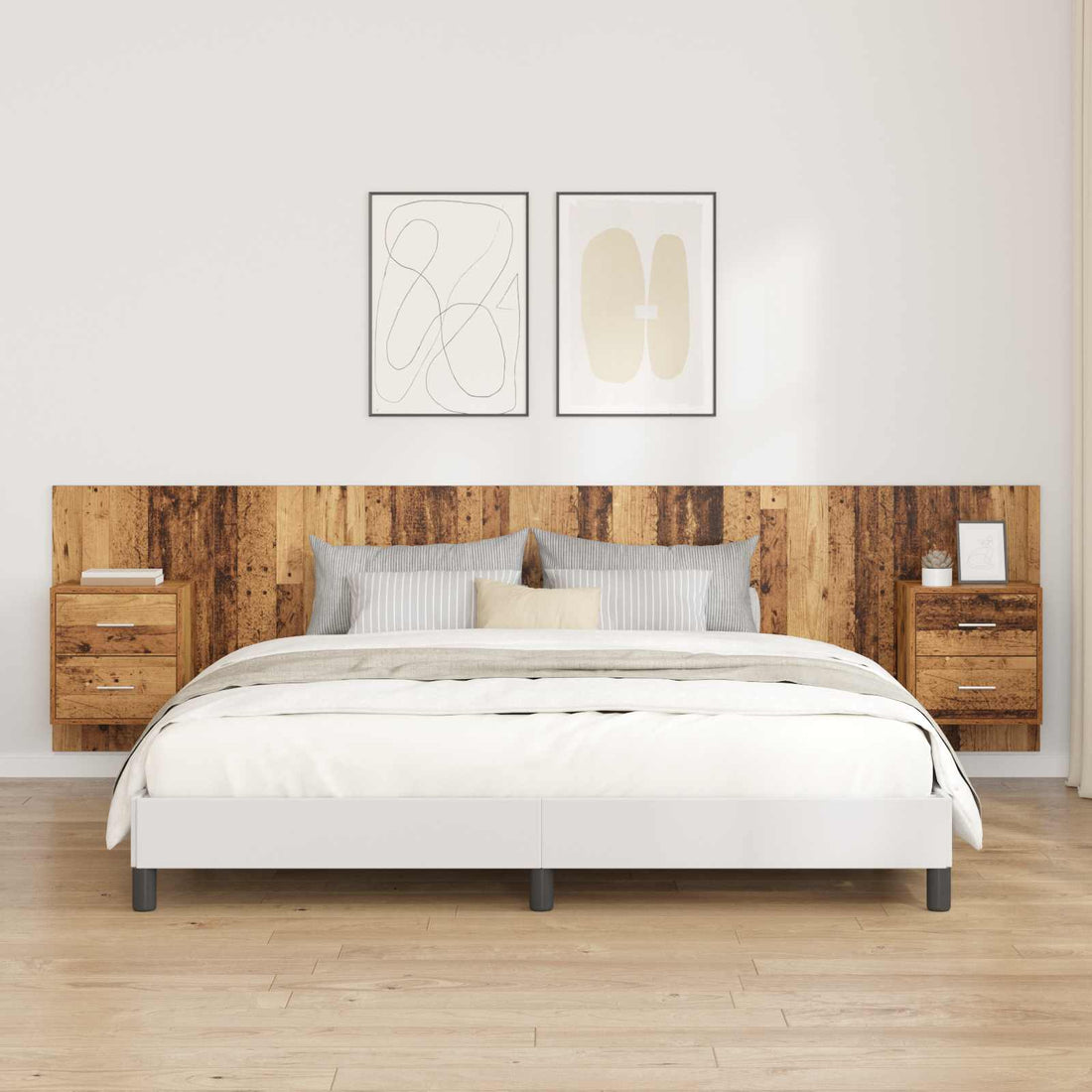 vidaXL Cabecero con Mueble 3 uds. Madera envejecida