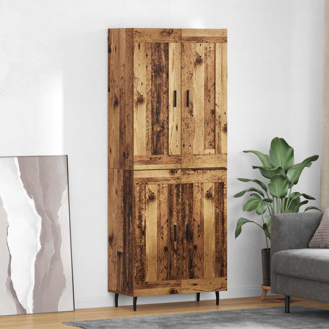 vidaXL Aparador alto 2 uds. Madera vieja 69,5 x 34 x 180 cm