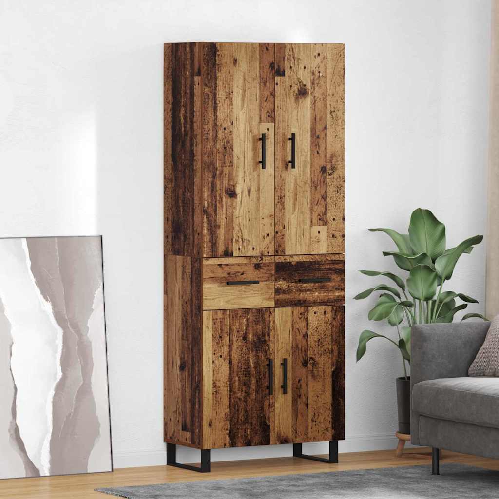 vidaXL Aparador alto 2 uds. Madera envejecida 69,5 x 34 x 180 cm