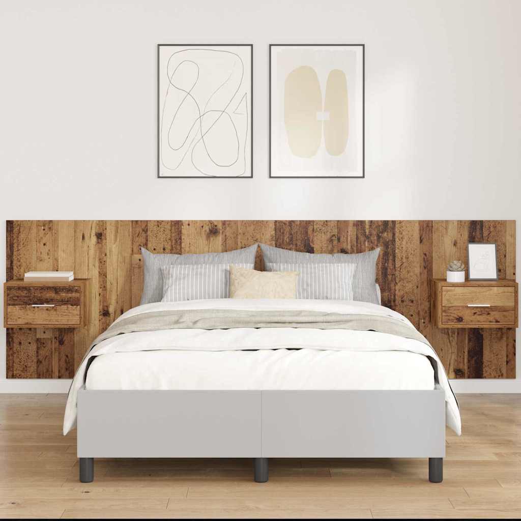 vidaXL Cabecero con Mueble 3 uds. Madera envejecida