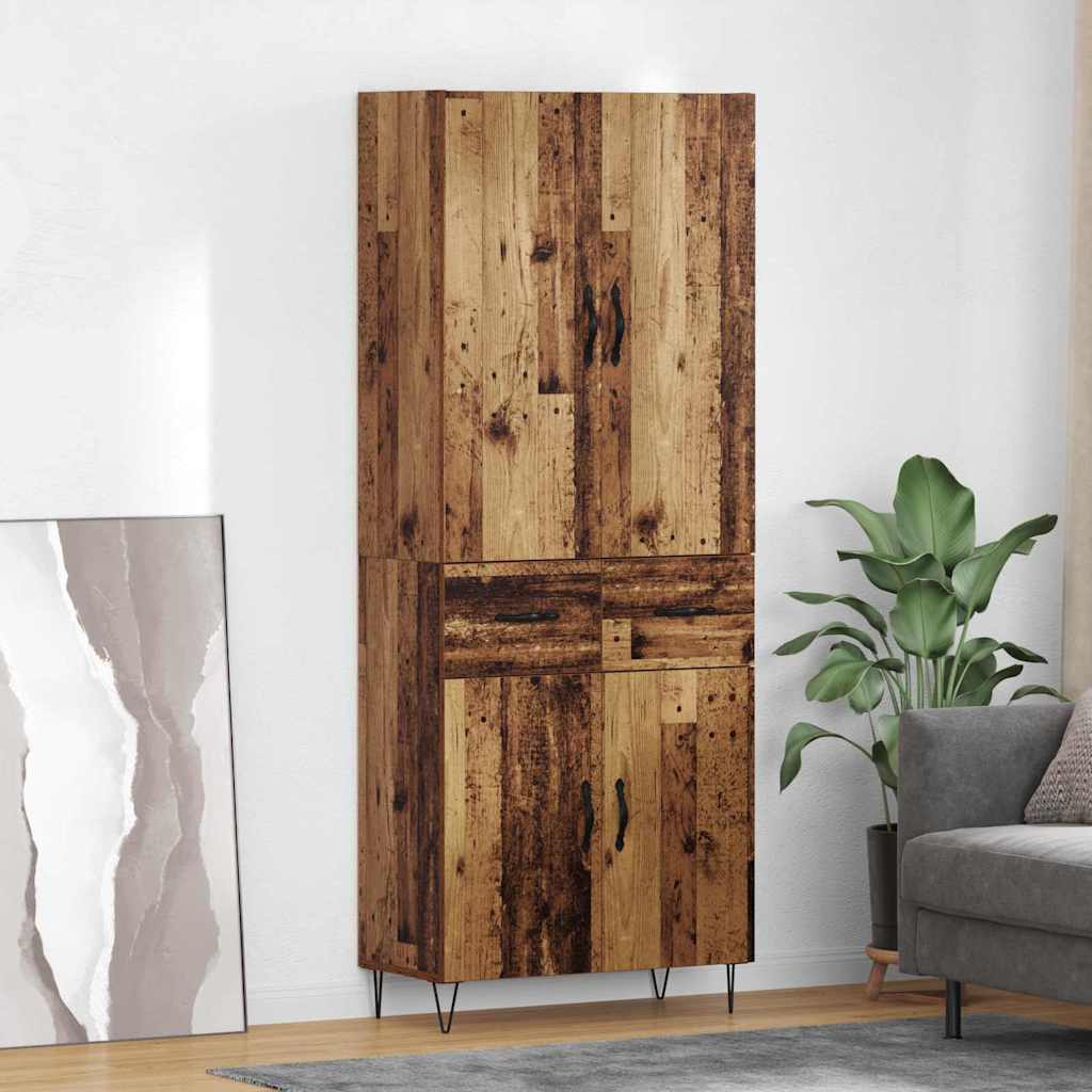 vidaXL Aparador alto 2 uds. Madera vieja 69,5 x 34 x 180 cm