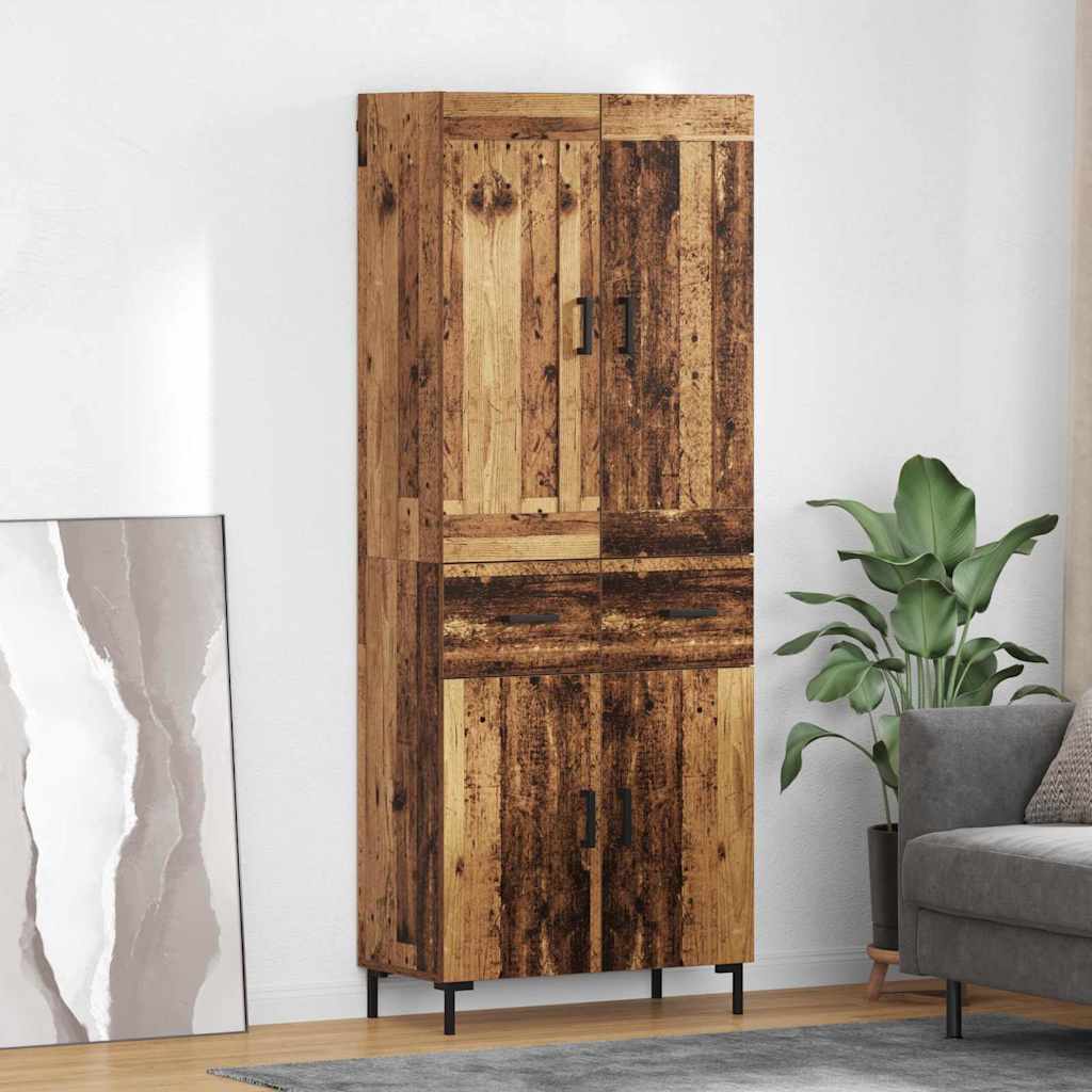 vidaXL Aparador alto 2 uds. Madera envejecida 69,5 x 34 x 180 cm