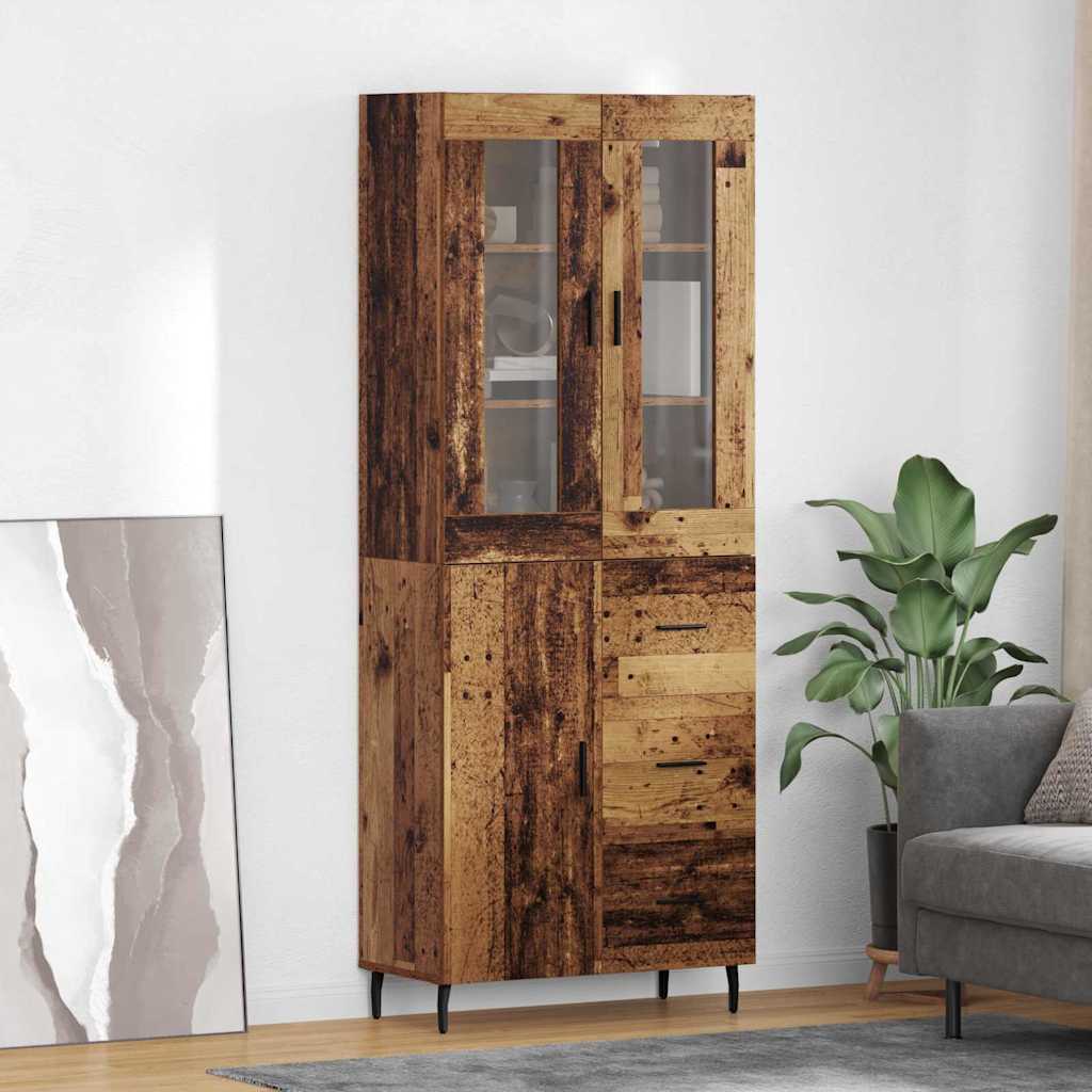 vidaXL Aparador alto 2 uds. Madera envejecida 69,5 x 34 x 180 cm