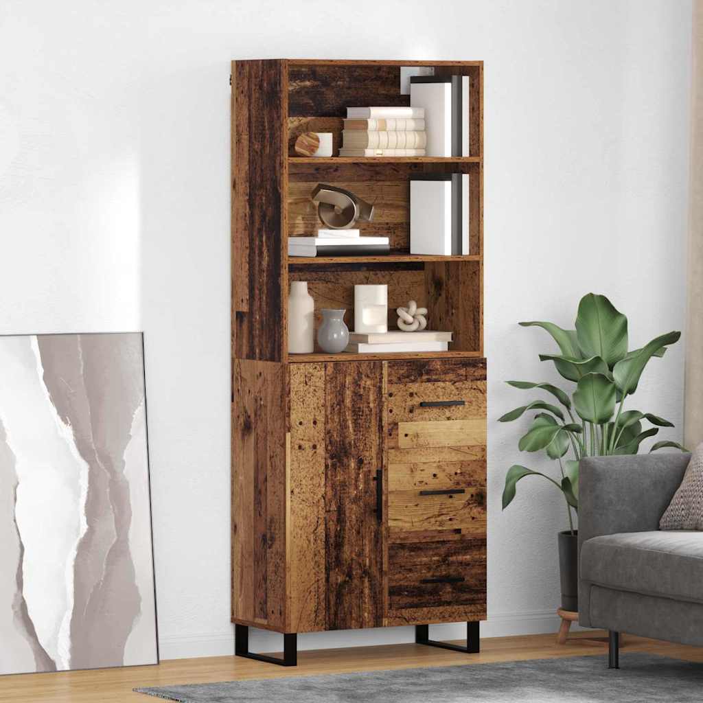 vidaXL Aparador alto 2 uds. Madera vieja 69,5 x 34 x 180 cm
