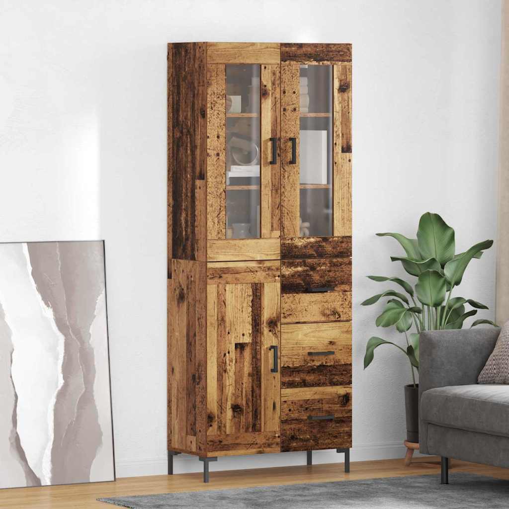 vidaXL Aparador alto 2 uds. Madera vieja 69,5 x 34 x 180 cm