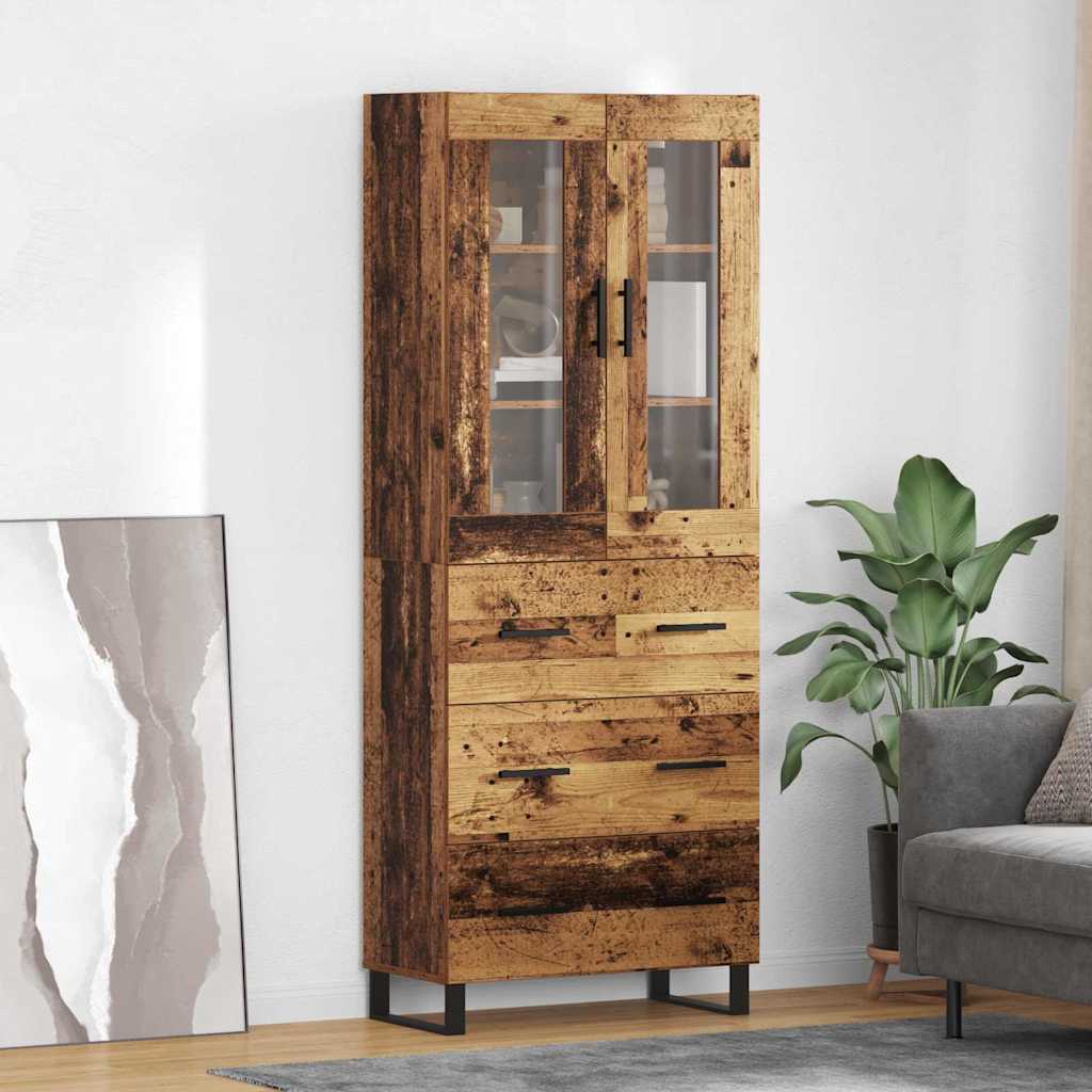 vidaXL Aparador alto 2 uds. Madera envejecida 69,5 x 34 x 180 cm