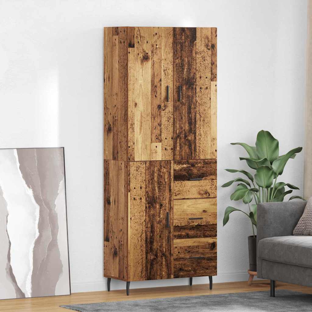 vidaXL Aparador alto 2 uds. Madera envejecida 69,5 x 34 x 180 cm